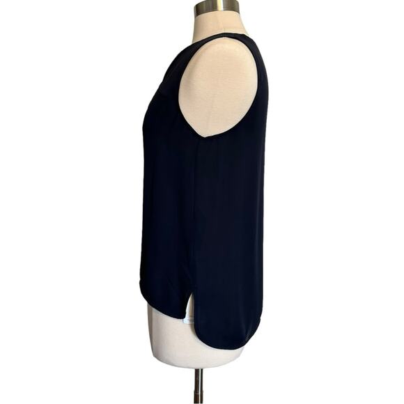 The Kooples Silk Zip Neckline Tank Top Navy Size M - Picture 3 of 8